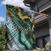 Polynesian Tribal Tattoo Garden Flag Green Marble Pattern