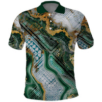 Polynesian Tribal Tattoo Polo Shirt Green Marble Pattern LT9 Green - Polynesian Pride