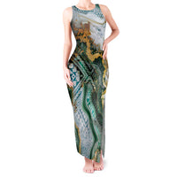 Polynesian Tribal Tattoo Tank Maxi Dress Green Marble Pattern