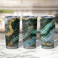 Polynesian Tribal Tattoo Tumbler Cup Green Marble Pattern