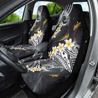 Polynesian Tribal Tattoo Car Seat Cover Plumeria Black Gold Marble Pattern