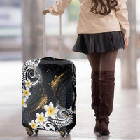 Polynesian Tribal Tattoo Luggage Cover Plumeria Black Gold Marble Pattern