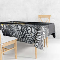 Polynesian Tribal Tattoo Tablecloth Plumeria Black Gold Marble Pattern