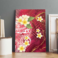 Polynesian Tribal Tattoo Canvas Wall Art Plumeria Blood Red and Gold Marble Pattern