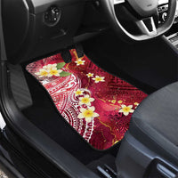 Polynesian Tribal Tattoo Car Mats Plumeria Blood Red and Gold Marble Pattern
