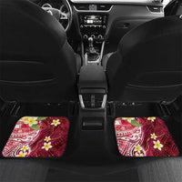 Polynesian Tribal Tattoo Car Mats Plumeria Blood Red and Gold Marble Pattern