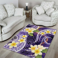 Polynesian Tribal Tattoo Area Rug Plumeria Purple Marble Pattern