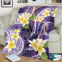 Polynesian Tribal Tattoo Blanket Plumeria Purple Marble Pattern