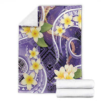 Polynesian Tribal Tattoo Blanket Plumeria Purple Marble Pattern
