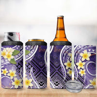 Polynesian Tribal Tattoo 4 in 1 Can Cooler Tumbler Plumeria Purple Marble Pattern