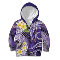 Polynesian Tribal Tattoo Kid Hoodie Plumeria Purple Marble Pattern LT9 Zip Hoodie Purple - Polynesian Pride