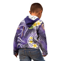 Polynesian Tribal Tattoo Kid Hoodie Plumeria Purple Marble Pattern LT9 - Polynesian Pride