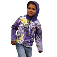 Polynesian Tribal Tattoo Kid Hoodie Plumeria Purple Marble Pattern LT9 - Polynesian Pride