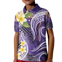 Polynesian Tribal Tattoo Kid Polo Shirt Plumeria Purple Marble Pattern LT9 Kid Purple - Polynesian Pride