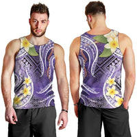 Polynesian Tribal Tattoo Men Tank Top Plumeria Purple Marble Pattern