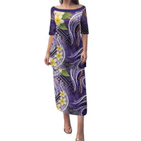 Polynesian Tribal Tattoo Puletasi Plumeria Purple Marble Pattern