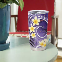 Polynesian Tribal Tattoo Tumbler Cup Plumeria Purple Marble Pattern