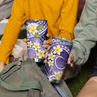 Polynesian Tribal Tattoo Tumbler Cup Plumeria Purple Marble Pattern