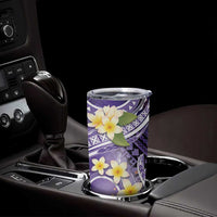 Polynesian Tribal Tattoo Tumbler Cup Plumeria Purple Marble Pattern
