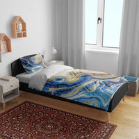 Polynesian Tribal Tattoo Bedding Set Swirling Ocean Marble Pattern