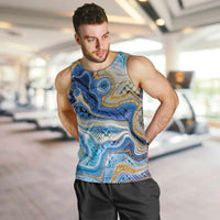 Polynesian Tribal Tattoo Men Tank Top Swirling Ocean Marble Pattern