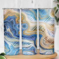 Polynesian Tribal Tattoo Skinny Tumbler Swirling Ocean Marble Pattern