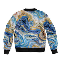 Polynesian Tribal Tattoo Sleeve Zip Bomber Jacket Swirling Ocean Marble Pattern