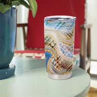 Polynesian Tribal Tattoo Tumbler Cup Swirling Ocean Marble Pattern