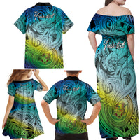 Personalised Aloha King Kamehameha Spirits Family Matching Off Shoulder Maxi Dress and Hawaiian Shirt Art Special LT9 - Polynesian Pride