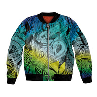 Personalised Aloha King Kamehameha Spirits Sleeve Zip Bomber Jacket Art Special LT9 Unisex Art - Polynesian Pride