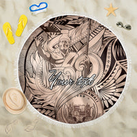 Personalised Aloha King Kamehameha Spirits Beach Blanket Beige Special
