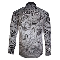 Personalised Aloha King Kamehameha Spirits Family Matching Short Sleeve Bodycon Dress and Hawaiian Shirt Grey Special LT9 - Polynesian Pride