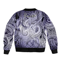 Personalised Aloha King Kamehameha Spirits Bomber Jacket Violet Special LT9 - Polynesian Pride