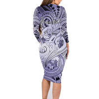 Personalised Aloha King Kamehameha Spirits Family Matching Long Sleeve Bodycon Dress and Hawaiian Shirt Violet Special LT9 - Polynesian Pride
