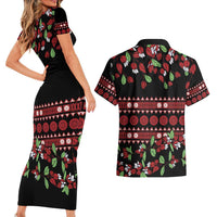 Fiji Masi Bula Tagimoucia Flowers Couples Matching Short Sleeve Bodycon Dress and Hawaiian Shirt