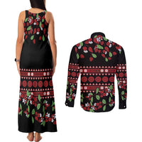 Fiji Masi Bula Tagimoucia Flowers Couples Matching Tank Maxi Dress and Long Sleeve Button Shirt LT9 - Polynesian Pride