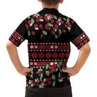 Fiji Masi Bula Tagimoucia Flowers Family Matching Off The Shoulder Long Sleeve Dress and Hawaiian Shirt