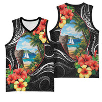 Hafa Adai Guam Basketball Jersey Guahan Seal Chamorro Stones Tribal - Polynesian Pride