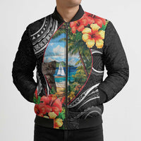 Hafa Adai Guam Bomber Puffer Jacket Guahan Seal Chamorro Stones Tribal - Polynesian Pride