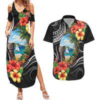 Hafa Adai Guam Couples Matching Summer Maxi Dress and Hawaiian Shirt Guahan Seal Chamorro Stones Tribal