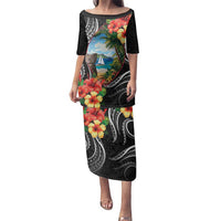 Hafa Adai Guam Family Matching Puletasi and Hawaiian Shirt Guahan Seal Chamorro Stones Tribal