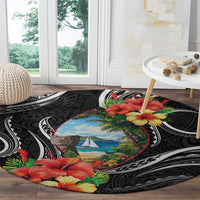 Hafa Adai Guam Round Carpet Guahan Seal Chamorro Stones Tribal