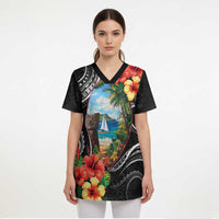 Hafa Adai Guam Scrub Top Guahan Seal Chamorro Stones Tribal - Polynesian Pride