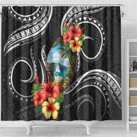 Hafa Adai Guam Shower Curtain Guahan Seal Chamorro Stones Tribal