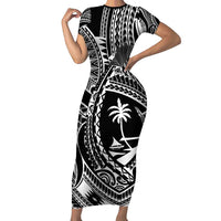 Hafa Adai Guam Inspired Tattoo Family Matching Short Sleeve Bodycon Dress and Hawaiian Shirt