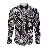 Hafa Adai Guam Inspired Tattoo Long Sleeve Button Shirt