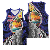 Hafa Adai Guam Seal Latte Stones Artwork Basketball Jersey - Polynesian Pride