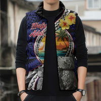 Hafa Adai Guam Seal Latte Stones Artwork Sleeveless Puffer Jacket - Polynesian Pride