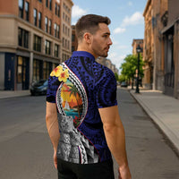 Hafa Adai Guam Seal Latte Stones Artwork Zipper Polo Shirt - Polynesian Pride