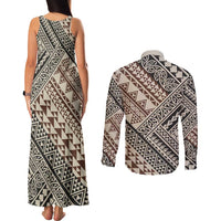 Niho Taniwha Kowhaiwhai Couples Matching Tank Maxi Dress and Long Sleeve Button Shirt